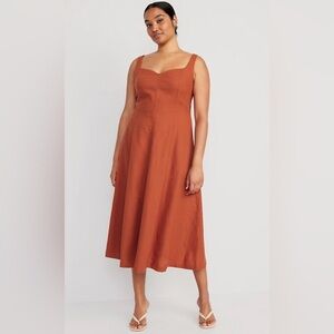 Old Navy Fit & Flare Linen Blend Midi Dress